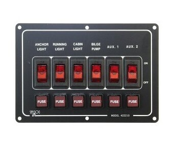Foto - SWITCH PANEL WITH 6 FUSES, HORIZONTAL, 12V, 30A