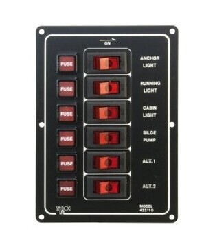 Foto - SWITCH PANEL WITH 6 FUSES, VERTICAL, 12V, 30A