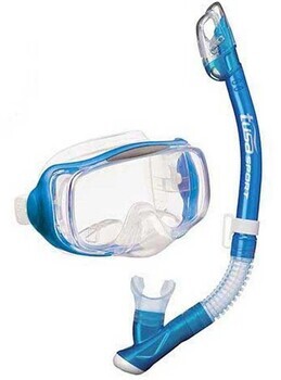 Foto - SNORGELDAMISKOMPLEKT- MASK & SNORKEL, TUSA SPORT, MERESININE