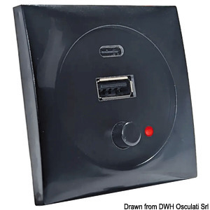 Foto - USB PORT, 12/24 V, BLACK