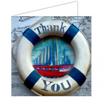 Foto - NAUTICAL GREETING CARD- THANK YOU LIFE RING
